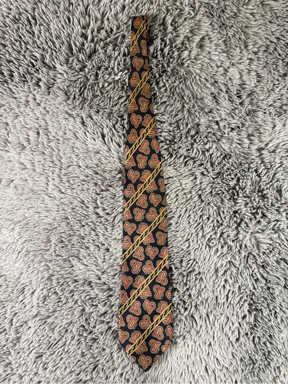 Giorgio Armani Cravatte Vintage Silk Paisley Necktie Black Burgundy Golden
